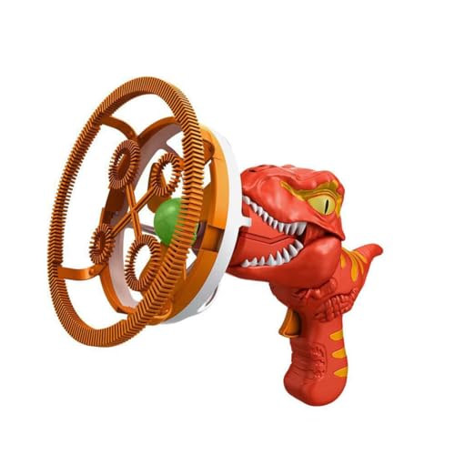 Dinosaurier Windpad Blasenpistole, Seifenblasen Pistole für Kinder, Automatische Seifenblasenmaschine, Dinosaurier Seifenblasen Pistole mit Seifenblasen Flüssigkeit (Rot) von LUCKKY