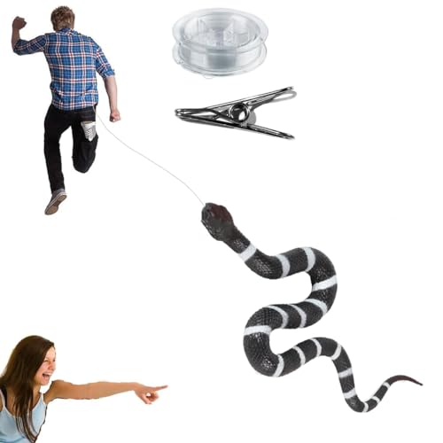 LUCKKY Clip on Snake Prank - Snake on a String Prank That Chase People, Golf Snake Prank with String and Clip, Schlange auf Einer Schnur Prank Requisiten, realistische Schlange Streich (A) von LUCKKY