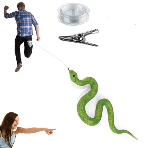 LUCKKY Clip on Snake Prank - Snake on a String Prank That Chase People, Golf Snake Prank with String and Clip, Schlange auf Einer Schnur Prank Requisiten, realistische Schlange Streich (B) von LUCKKY