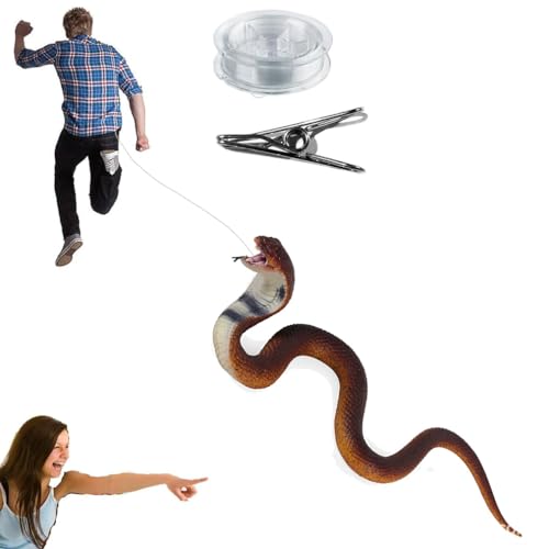 LUCKKY Clip on Snake Prank - Snake on a String Prank That Chase People, Golf Snake Prank with String and Clip, Schlange auf Einer Schnur Prank Requisiten, realistische Schlange Streich (C) von LUCKKY