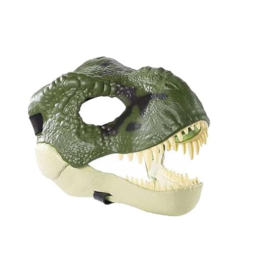 LUCKKY Dog Dinosaur Mask, Hunde-Dinosaurier-Maske, Dinosaurier Maske Kopfbedeckung, Dino Maske mit Beweglichem Kiefer, Realistische Dinosaurier Kopf Latex Maske, Cosplay Party Requisiten (Grün) von LUCKKY