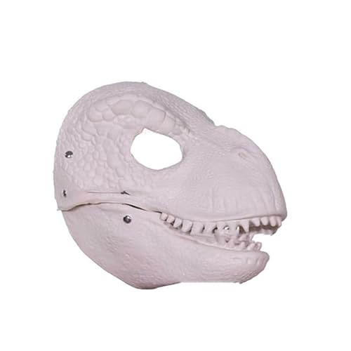 LUCKKY Dog Dinosaur Mask, Hunde-Dinosaurier-Maske, Dinosaurier Maske Kopfbedeckung, Dino Maske mit Beweglichem Kiefer, Realistische Dinosaurier Kopf Latex Maske, Cosplay Party Requisiten (Weiß) von LUCKKY