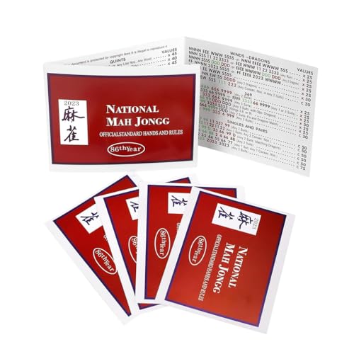 LUCKKY Mahjong Cards 2024, 4 Stück Mahjong-Karten, Nationale Mahjong Karten Offizielle Standardhände und Regeln Mahjong-Karten, 2024 Großdruck Mahjong Scorecard, Tragbar Mehrweg (Rot) von LUCKKY