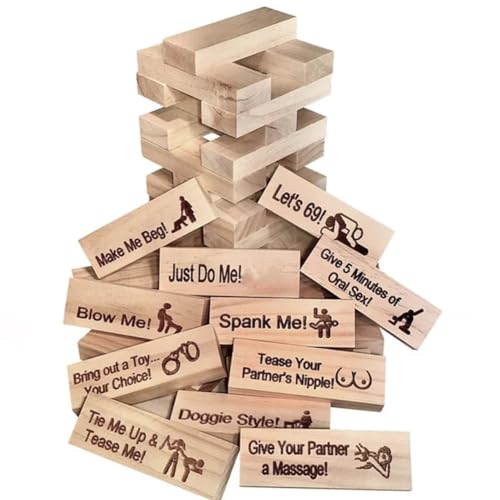 LUCKKY Super Naughty Block Tower Game, Love & Naughty Stapelturm Holzblöcke, 48 Holzblöcke mit Wahrheit oder Pflicht Fragen und Herausforderungen, Lustiges Paarspiel für Erwachsene LUCKKY Super Naughty Block Tower Game, Love & Naughty Stapelturm Holzblöcke, 48 Holzblöcke mit Wahrheit oder Pflicht Fragen und Herausforderungen, Lustiges Paarspiel für Erwachsene von LUCKKY