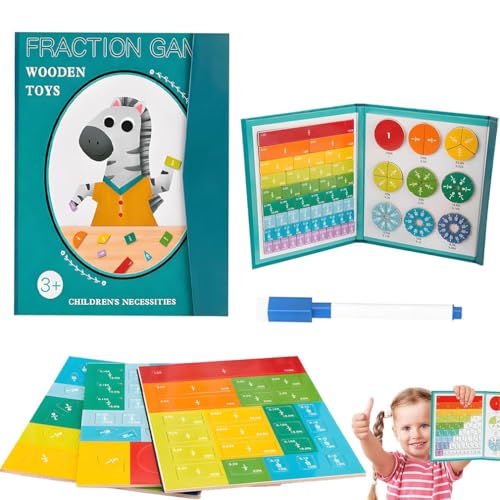 Magnetic Fraction Demonstration Book,Classicous Stem Magnetic Math Master Set,Bruchrechnen Material Magnetisch, Mehrfarbiges Bruchrechnen Lernen,Mathematik lernspielzeug Fraction Puzzle für Kinder (B) von LUCKKY
