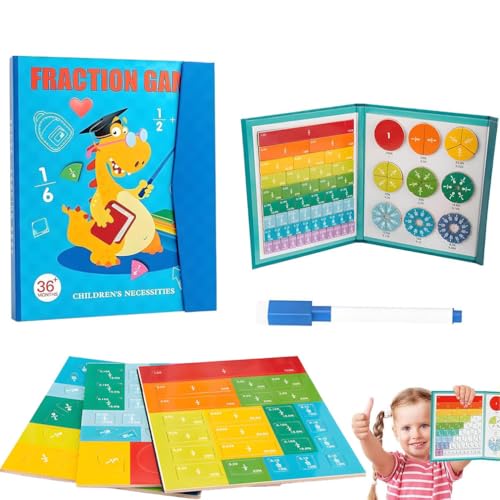Magnetic Fraction Demonstration Book,Classicous Stem Magnetic Math Master Set,Bruchrechnen Material Magnetisch, Mehrfarbiges Bruchrechnen Lernen,Mathematik lernspielzeug Fraction Puzzle für Kinder (A) von LUCKKY