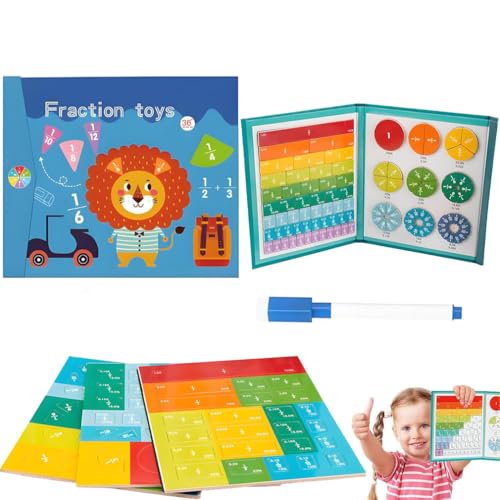 Magnetic Fraction Demonstration Book,Classicous Stem Magnetic Math Master Set,Bruchrechnen Material Magnetisch, Mehrfarbiges Bruchrechnen Lernen,Mathematik lernspielzeug Fraction Puzzle für Kinder (C) von LUCKKY
