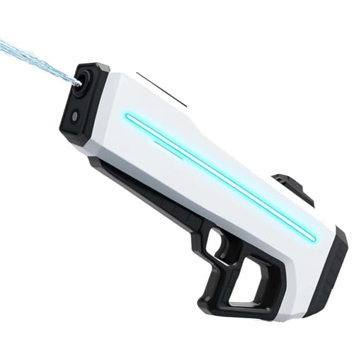 RapidJet Pro - Electric Pulse Water Gun, Elektrische Impuls-Wasserpistole, Automatische EIN-Knopf-Nachfüllung, 7 Arten von LED-Lichteffekten, Starke Erwachsene Ultimate Kampf Wasserpistole (Weiß) von LUCKKY