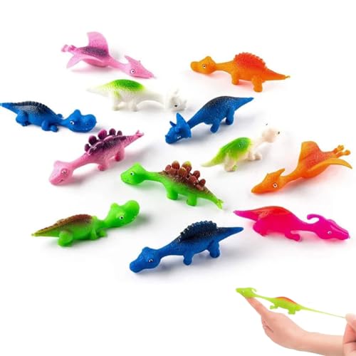 Slingshot Dinosaur Finger Toys, Schleuder Dinosaurier Spielzeug, Dinosaurier Schleuder Gummi Spielzeug, Party Favours Fillers für Kinder -Zufällige Farbe (15 Stück) von LUCKKY
