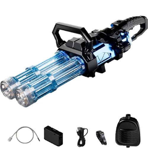 SoakStriker Water Gun, Elektrische Gatling-Wasserpistole, Neue Doppelfass-Spritzpistole mit Rotation und LED-Licht, Automatische Große Kapazität Wasser Pistole mit Klempnerarbeiten & Rucksack SoakStriker Water Gun, Elektrische Gatling-Wasserpistole, Neue Doppelfass-Spritzpistole mit Rotation und LED-Licht, Automatische Große Kapazität Wasser Pistole mit Klempnerarbeiten & Rucksack von LUCKKY