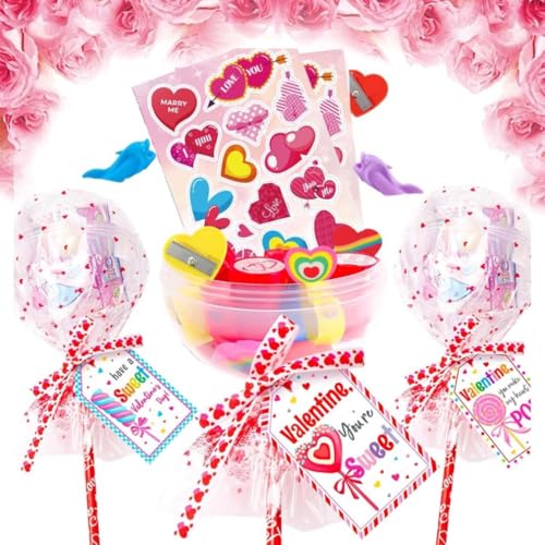 Valentines Day Gifts for Kids - 24pcs Valentines Lollipop-Shaped Slime with Cards, Valentinstag Karte, Riesiges Lutscher-förmiges Schreibwaren, Lutscher-förmiges Schreibwaren-Set für Mädchen Jungen Valentines Day Gifts for Kids - 24pcs Valentines Lollipop-Shaped Slime with Cards, Valentinstag Karte, Riesiges Lutscher-förmiges Schreibwaren, Lutscher-förmiges Schreibwaren-Set für Mädchen Jungen von LUCKKY