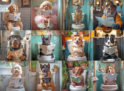 Lucky Puzzles - Dogs in The Loo: A Toilet Tail - 1000 Piece Jigsaw Puzzle for Adults | Funny Dogs Pooping Puzzle | Lustiges Hundebadezimmer Humor Puzzle von LUCKY PUZZLES ESTD 2020