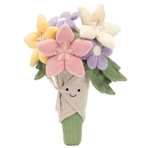 LUCKYKUN ,Niedliches Plüsch-Bouquet,Plüschtier mit Blumen,gemütliches Plüsch-Blumenkissen mit Plüsch-Blumenstrauß,Valentinstag Plüsch Blumen,Süße Geschenke für Ehefrau,Mutter (Rosa) von LUCKYKUN