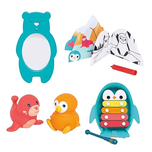 LUDI - Arktisches Bade-Set - Xylophon, Buch, Spiegel, Badestift und 2 Spritztierchen - Badespielzeug für Babys - Ab 10 Monaten LUDI - Arktisches Bade-Set - Xylophon, Buch, Spiegel, Badestift und 2 Spritztierchen - Badespielzeug für Babys - Ab 10 Monaten von LUDI