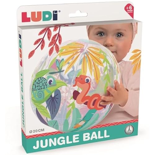 LUDI — Jungle Ball — Aufblasbarer Ball — leicht — für kleine Hände geeignet — transparenter Effekt — drinnen und draußen — ab 6 Monaten LUDI — Jungle Ball — Aufblasbarer Ball — leicht — für kleine Hände geeignet — transparenter Effekt — drinnen und draußen — ab 6 Monaten von LUDI