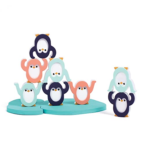 LUDI - Pinguins Acrobates - Gleichgewichts- und Bauspiel: 8 Pinguins + 2 Plattformen - Lern- und Badspiel für Babys - ab 12 Monaten von LUDI