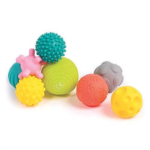 LUDI Set mit 8 Bällen für frühe Entwicklung Gemischte sensorische Bälle | Verschiedene Formen und Farben | Weiches Plastik | Ab 6 Monaten von LUDI