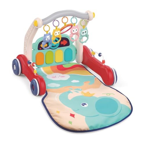 Ludi - Krabbeldecke & Laufwagen 3-in-1 – Aktivitätentisch mit Musikpiano und Rasseln mit Geräuschen – von der Geburt bis zum Gehen – ab 0 Monaten – 72 x 46 cm von LUDI