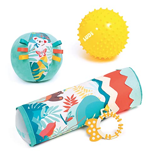 Ludi - Set für das Erwachen des Babys – 1 aufblasbare Röhre und 2 sensorische Bälle – ab 6 Monaten Ludi - Set für das Erwachen des Babys – 1 aufblasbare Röhre und 2 sensorische Bälle – ab 6 Monaten von LUDI