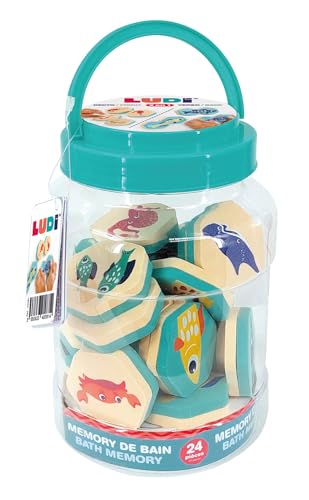 LUDI - Badememorie, 2-in-1, Set zum Zusammenbauen von Tierpaaren und Puzzle, ab 18 Monaten, 24 Teile aus wasserfestem Schaumstoff, inklusive Aufbewahrungsbehälter, Meeresmotiv LUDI - Badememorie, 2-in-1, Set zum Zusammenbauen von Tierpaaren und Puzzle, ab 18 Monaten, 24 Teile aus wasserfestem Schaumstoff, inklusive Aufbewahrungsbehälter, Meeresmotiv von LUDI