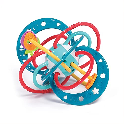 LUDI Rassel Planet – Spielzeug für Babys – ab 3 Monaten – lebendige Farben, verschiedene Texturen & originelle Form – entwickelt Feinmotorik & Geschicklichkeit von LUDI