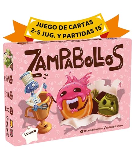Zampabollos Kartenspiel für Kinder, die Brötchen lieben und keine Angst vor Monstern haben, für 2 bis 5 Spieler, schnell, einfach und lustig, leichte und tragbare Box, das süßeste Kartenspiel von LUDIKO