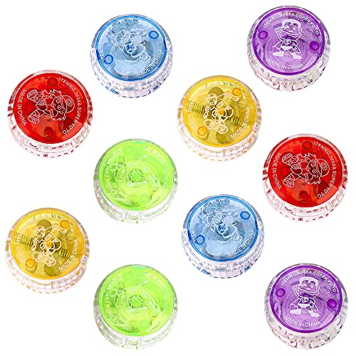 LUFEIS 10PCS LED Licht Yo-Yo, LED Licht Anfänger Schnur Trick Ball, LED Licht Jo-Jo für Kinder Kunststoff, Responsive JoJo für Teens und Anfänger, Anfänger Party Gunst (Zufällige Farben) von LUFEIS