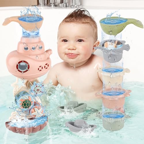 LUFEIS 9 Stück Badewannenspielzeug, Badespielzeug Baby Silikon, Badewannenspielzeug Silikon Wasserspielzeug Baby Badewannenspielzeug Spritztiere, für Jungen und Mädchen Geburtstag ab 6 Monate von LUFEIS