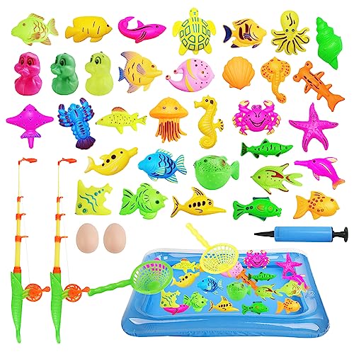 LUFEIS Angeln Spielzeug, 41PCS Angelspiel für Kinder Wasser,Magnet Angelspiel für Kinder ab 3 Jahre,Baby Badespielzeug Wasserspielzeug mit Angeln und Aufblasbarer Fischteich Angeln Geschenk fürKinder LUFEIS Angeln Spielzeug, 41PCS Angelspiel für Kinder Wasser,Magnet Angelspiel für Kinder ab 3 Jahre,Baby Badespielzeug Wasserspielzeug mit Angeln und Aufblasbarer Fischteich Angeln Geschenk fürKinder von LUFEIS