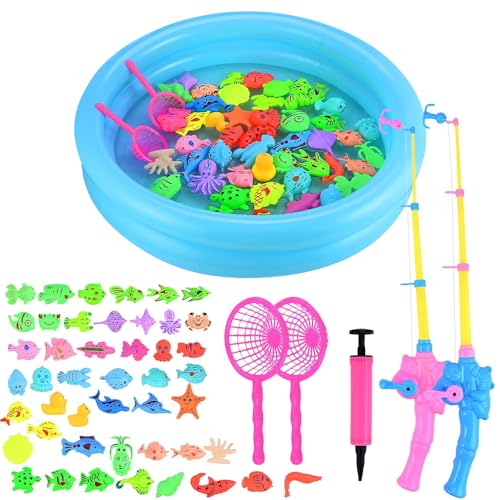 LUFEIS Angeln Spielzeug 52PCS Angelspiel für Kinder Wasser,Magnet Angelspiel für Kinder ab 3 Jahre,Baby Badespielzeug Wasserspielzeug mit Angeln und Aufblasbarer Fischteich Angeln Geschenk für Kinders LUFEIS Angeln Spielzeug 52PCS Angelspiel für Kinder Wasser,Magnet Angelspiel für Kinder ab 3 Jahre,Baby Badespielzeug Wasserspielzeug mit Angeln und Aufblasbarer Fischteich Angeln Geschenk für Kinders von LUFEIS