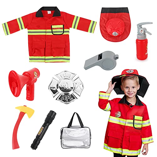LUFEIS Feuerwehr Kostüm Kinder, Feuerwehrmann Kostüm Kinder, Waschbares Feuerwehr Rollenspiel Set, mit Feuerlöscher Feuerwehrhelm Feuerwehrmann Spielzeug,ideal Geschenk für Mädchen und Jungen LUFEIS Feuerwehr Kostüm Kinder, Feuerwehrmann Kostüm Kinder, Waschbares Feuerwehr Rollenspiel Set, mit Feuerlöscher Feuerwehrhelm Feuerwehrmann Spielzeug,ideal Geschenk für Mädchen und Jungen von LUFEIS