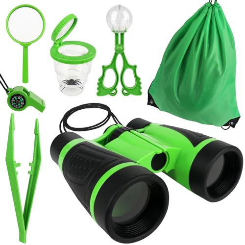 LUFEIS Forscherset Für Kinder, 7PCS Forscherset Entdecker Für Kinder, mit Becherlupen Für Kinder, Fernglas Kinder, Insektenfänger, Kompass, Pfeife, Pinzette, Lupe Kinder,für Camping und Outdoor-Sport LUFEIS Forscherset Für Kinder, 7PCS Forscherset Entdecker Für Kinder, mit Becherlupen Für Kinder, Fernglas Kinder, Insektenfänger, Kompass, Pfeife, Pinzette, Lupe Kinder,für Camping und Outdoor-Sport von LUFEIS