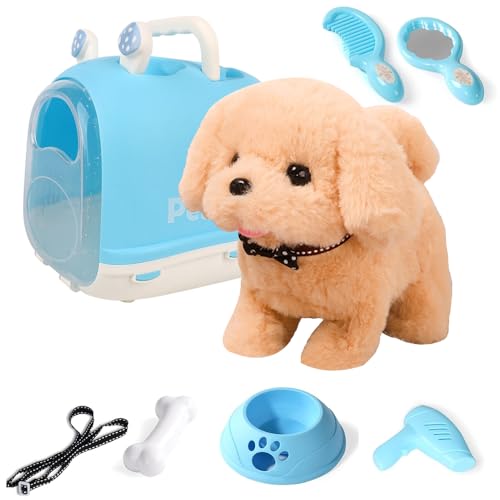 LUFEIS Hund Spielzeug Kinder, Hund Mit Leine Der Läuft Und Bellt, Hund Elektrisch Spielzeug Für Kinder, SpielzeugHund, Kuscheltier Hunds mit Zubehör für 2 3 4 5 6 Jahre (Golden Retriever) von LUFEIS