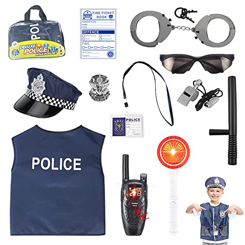 LUFEIS Polizei Kostüm Kinder, 11 Stück Polizei Kostüm Zubehör, Polizei Handschellen, Polizei Hemd, Polizeimütze, Polizeiabzeichen, Polizei Spielzeug für Rollenspiel,Karnevals-Cosplay Mädchen Jungen LUFEIS Polizei Kostüm Kinder, 11 Stück Polizei Kostüm Zubehör, Polizei Handschellen, Polizei Hemd, Polizeimütze, Polizeiabzeichen, Polizei Spielzeug für Rollenspiel,Karnevals-Cosplay Mädchen Jungen von LUFEIS
