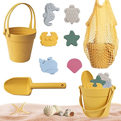LUFEIS Sandspielzeug Set, 8 Stück Sandspielzeug Set aus Silikon, Strandspielzeug für Kinder, mit Eimer, Netzbeutel, Sandformen, Weichem Kunststoff Spielzeug Strand für Outdoor Spielzeug LUFEIS Sandspielzeug Set, 8 Stück Sandspielzeug Set aus Silikon, Strandspielzeug für Kinder, mit Eimer, Netzbeutel, Sandformen, Weichem Kunststoff Spielzeug Strand für Outdoor Spielzeug von LUFEIS