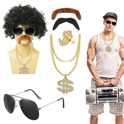 LUHOCIY 6 Stück Zuhälter Kostüm, 80er Jahre Outfit Herren Zuhälter, Goldkette Herren Kostüm Ideal für Karneval, Mottopartys und Alle Gelegenheiten, Bei Denen Sie Ein Mutiges Statement Abgeben Wollen LUHOCIY 6 Stück Zuhälter Kostüm, 80er Jahre Outfit Herren Zuhälter, Goldkette Herren Kostüm Ideal für Karneval, Mottopartys und Alle Gelegenheiten, Bei Denen Sie Ein Mutiges Statement Abgeben Wollen von LUHOCIY