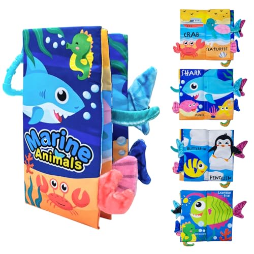 LUHOCIY Baby Buch ab 6 Monate, Babybuch ab 6 Monate, Spielzeug ab 6 Monate Baby Book Geeignet zur Förderung der Gehirnentwicklung/Farberkennung/Hand-Auge-Koordination Bei Säuglingen (Ozean-Tiere) von LUHOCIY