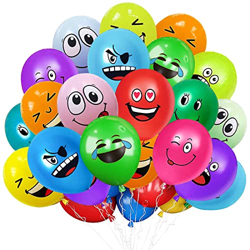 100 Stück Emotion Serie Latex Luftballons,12 Zoll luftballon smiley, Niedlich Lustig Luftballons, für Kinder Verschiedene Miene Laune Luftballon,für Geburtstag Deko Jungen Mädchen Baby Shower von LUKIUP