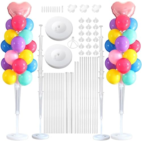 LUKIUP 2 Stück Balloon Stand Kit, 1.6 M Luftballons Halter, 63 Zoll Wiederverwendbarer Ballon Ständer, Luftballons Ständer Halter Dekoration für Geburtstag Hochzeit Weihnachten Halloween Party von LUKIUP