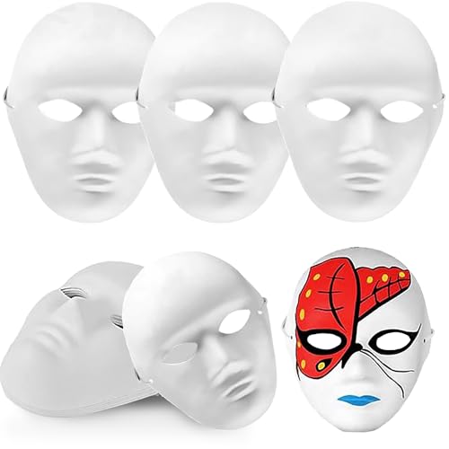 LUKIUP 10 Stück DIY Weiße Papier Maske, Maskerade Maske, Halloween Maske, Theathermaske zum Bemalen Unbemalt Masken für Kinder Erwachsene Karneval, Fasching, Party Cosplay, Herren von LUKIUP