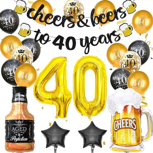 LUKIUP 40 Geburtstag Deko, 40 Geburtstag Männer, Happy Birthday Geburtstagdeko mit Jubel Banner, Zeichen 40, Schwarz Gold Luftballons Konfetti Luftballons für 40 Jahre Männer Frauen LUKIUP 40 Geburtstag Deko, 40 Geburtstag Männer, Happy Birthday Geburtstagdeko mit Jubel Banner, Zeichen 40, Schwarz Gold Luftballons Konfetti Luftballons für 40 Jahre Männer Frauen von LUKIUP