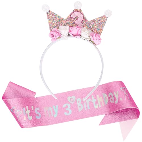 LUKIUP 2 Stück Geburtstagskrone Geburtstagsgürtel Mädchen, 3/4/5/6 Jahr Geburtstagskrone, Geburtstagskrone Mädchen, Rosa Schärpe Geburtstag für Prinzessin Krone Gute zum Geburtstag Partydekorationen LUKIUP 2 Stück Geburtstagskrone Geburtstagsgürtel Mädchen, 3/4/5/6 Jahr Geburtstagskrone, Geburtstagskrone Mädchen, Rosa Schärpe Geburtstag für Prinzessin Krone Gute zum Geburtstag Partydekorationen von LUKIUP