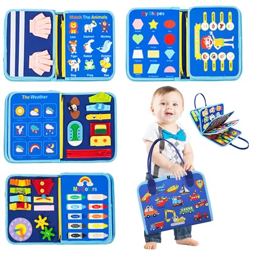LUKIUP Transport Busy Board, 8 Seiten Busy Book für Kleinkinder, Activity Board Spielzeug-Förderung, Quiet Book, sensorik Spielzeug Baby Geschenk Junge Mädchen von LUKIUP