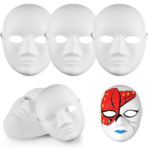 LUKIUP 10 Stück DIY Weiße Papier Maske, Maskerade Maske, Halloween Maske, Theathermaske zum Bemalen Unbemalt Masken für Kinder Erwachsene Karneval, Fasching, Party Cosplay, Damen von LUKIUP