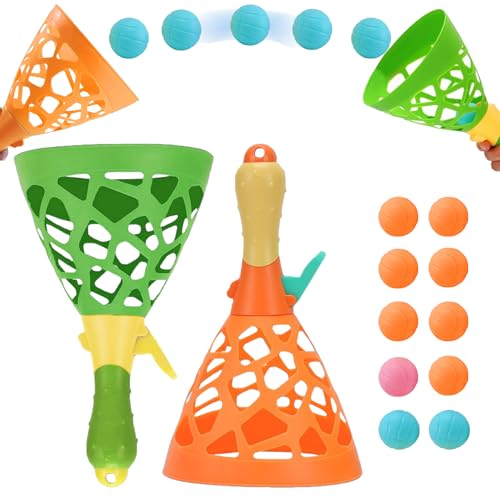 LUKIUP Fangballspiel Kinder Outdoor, mit Zwei Farben - 2 Fangbechern und 10 Bällen, Fangbecher Ballspiel, Fang den Ball Wurfspiel für Kinder Outdoor Indoor Spielaktivitäten von LUKIUP