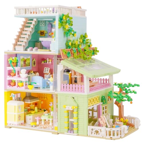 LULUFUN 4-in-1-Haus-Baustein-Set, Traumhaus-Spielzeug, Bausteine, Modell-Set, Geschenkspielzeug für Teenager und Erwachsene von LULUFUN