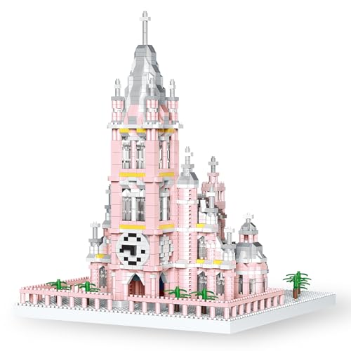LULUFUN Architektur-Bausteine, rosa Kirche des Heiligen Herzens Jesus, Bauspielzeug, Mini-Bausteine, Spielzeuggeschenke für Kinder und Erwachsene (2500 Stück) von LULUFUN