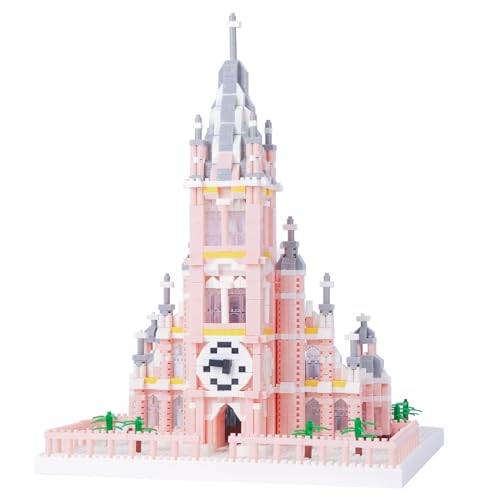 LULUFUN Architektur-Bausteine, rosa Kirche des Heiligen Herzens Jesus, Bauspielzeug, Mini-Bausteine, Spielzeuggeschenke für Kinder und Erwachsene (2500 Stück) von LULUFUN