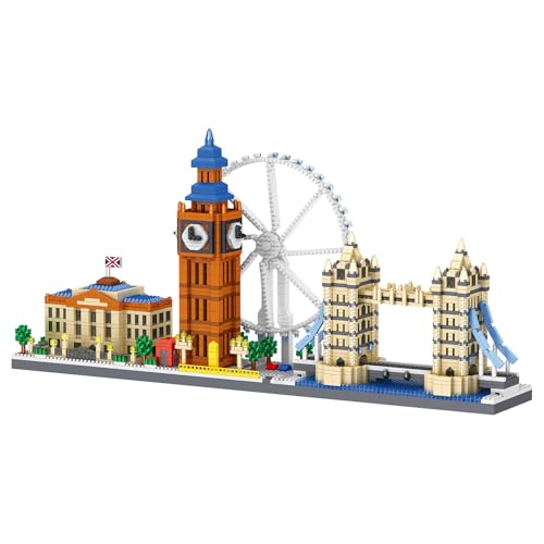 LULUFUN Bauklötze Set, Architektur London Skylines Baukasten, Mini-Baukasten für Erwachsene, Spielzeug Geschenke für Geburtstag, Weihnachten, Neujahr, 3430 Teile von LULUFUN