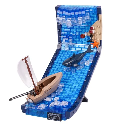 LULUFUN Bauklötze Set, Kreative Kunst Baukasten, 3D Bild Scroll Building Spielzeug, Home Decor Geschenk für Erwachsene und Jugendliche (Alter Mann und Meer) von LULUFUN